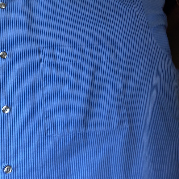 IKE BEHAR Mens Long Sleeve Blue with Black Stripe Button Down Shirt Size 17 - Picture 5 of 7